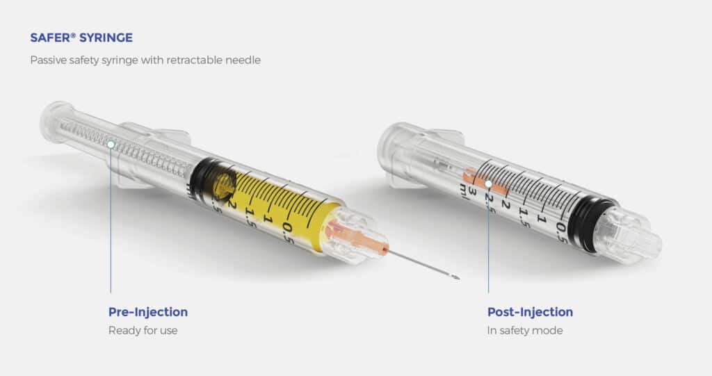 SafeR Syringe - Passive Safety Syringe with retractable needle